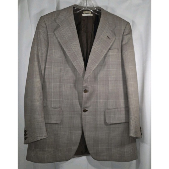Brioni Sport Coat Blazer Mens 42R Glen Plaid 100% Wool Made In Italy